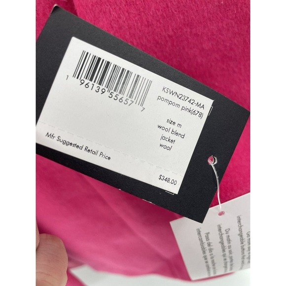 KATE SPADE Wool Blend Jacket M Stand Collar Changeable Buttons Coat Pink $348 - Picture 15 of 15